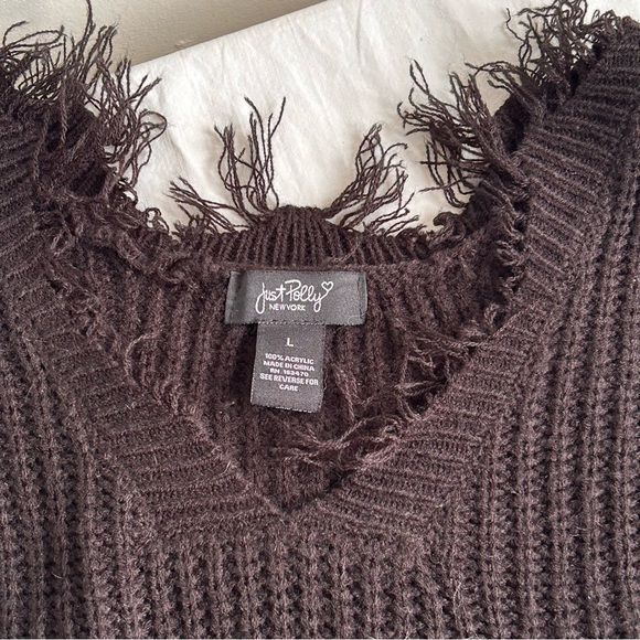 Jost Polly Color Block Eye Lash Fringe Cropped Knit Sweater - Picture 5 of 10